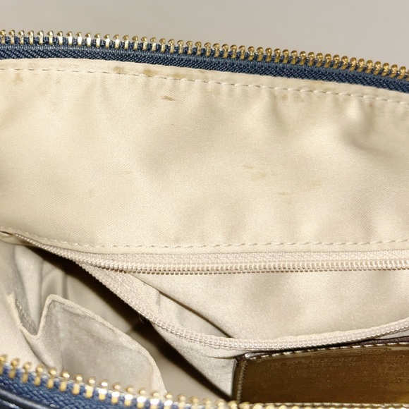 COACH Poppy Signature Purse 15525 Royal Blue Leather Gold - Picture 7 of 9